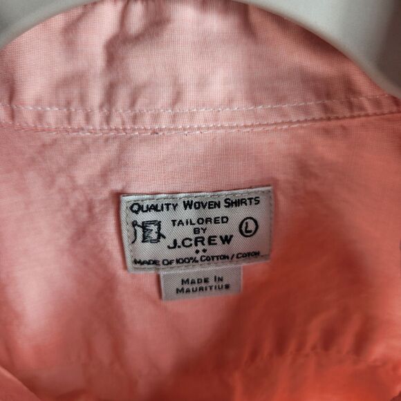 J. Crew Mens Size Large Quality Woven Cotton Button Down Shirt Peach Long Sleeve - Picture 5 of 7
